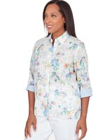 Alfred Dunner® Painted Birds Button Down Top thumbnail number 3