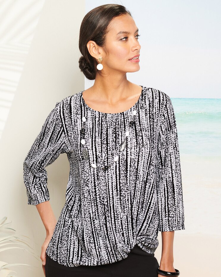 Alfred Dunner Vertical Texture Twist Hem Tee image number 1