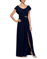 Long Cowl Neck Dress with Embellishment Detail  thumbnail number 1