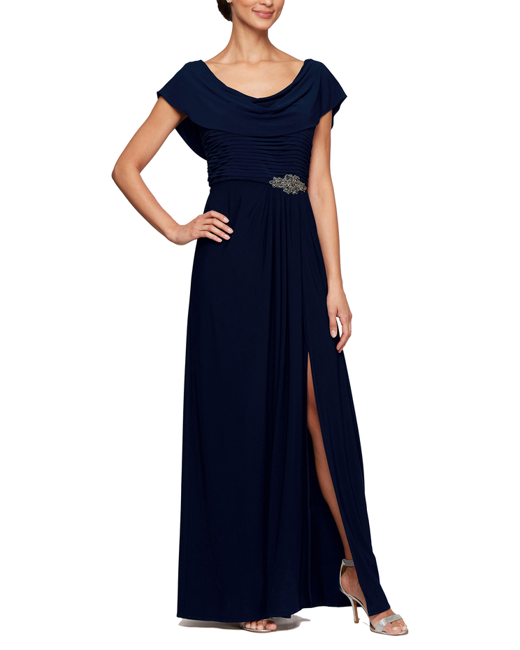 Long Cowl Neck Dress with Embellishment Detail  image number 1
