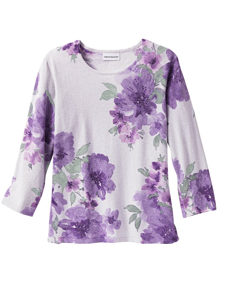 Alfred Dunner Shimmer Floral Sweater image number 1