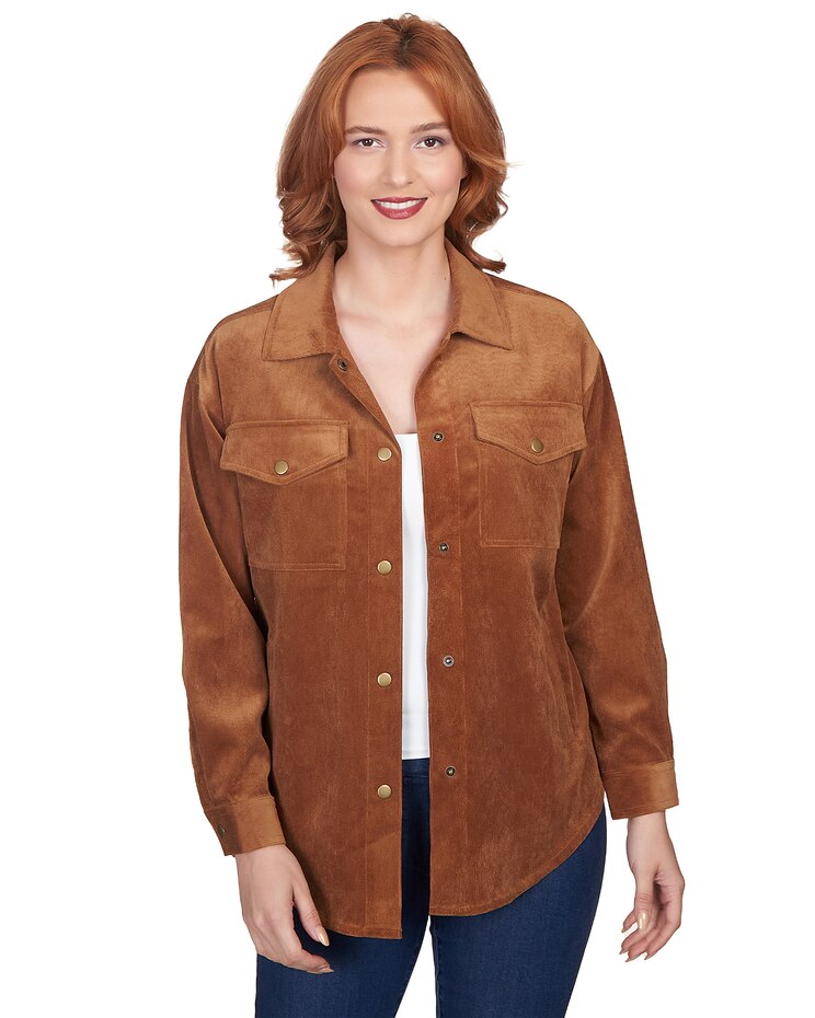 Ruby Rd® Button Up Solid Pincord Jacket image number 1