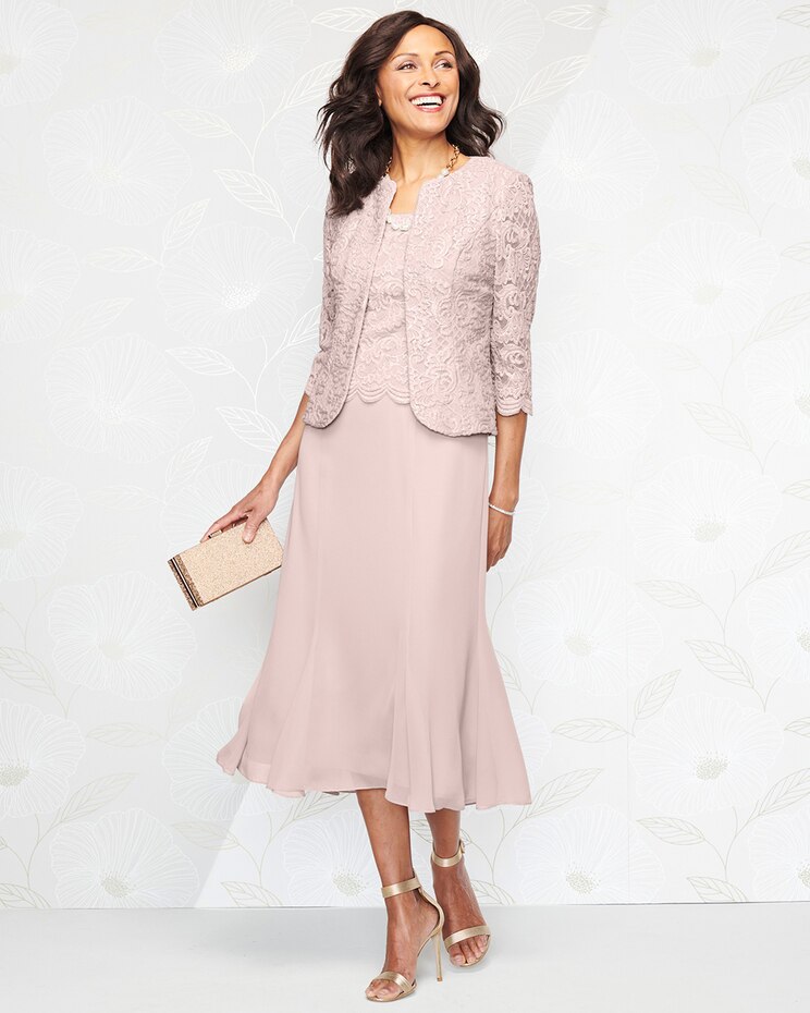 Alex Evenings Jacket Dress With Scallop Detail image number 1