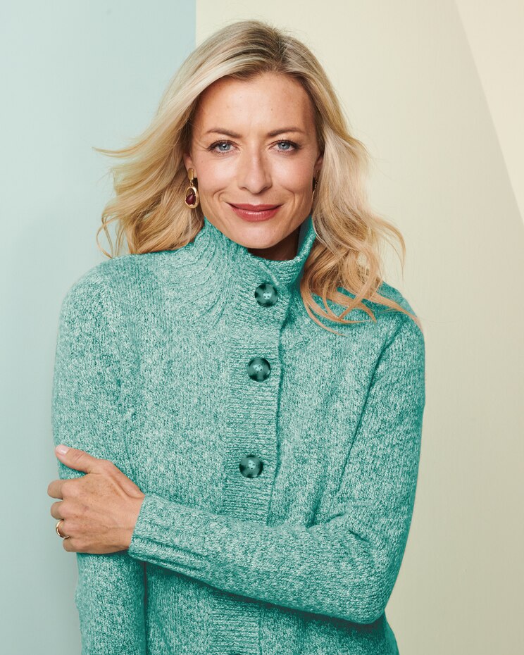 Marled Button Front Sweater Jacket image number 3