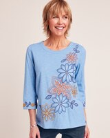 Alfred Dunner® Moody Blues Floral Embroidery Top thumbnail number 1