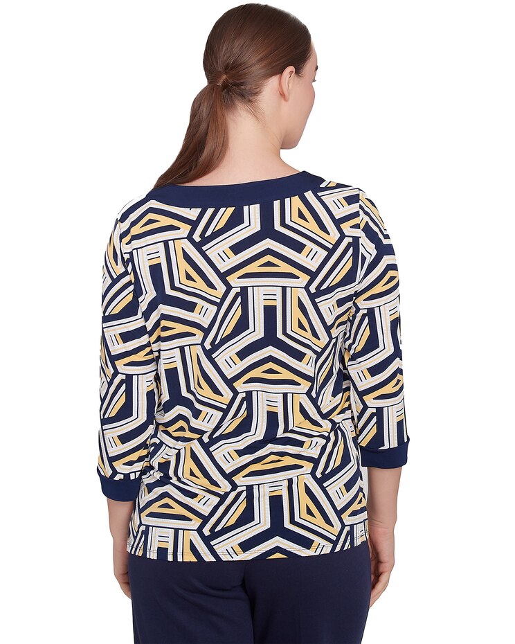 Alfred Dunner® Block Island Geometric Grommet Trim Top image number 2