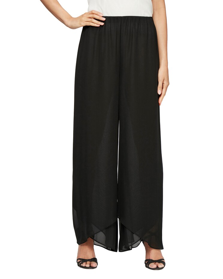 Wide Leg Chiffon Pant with Tulip Hem image number 1
