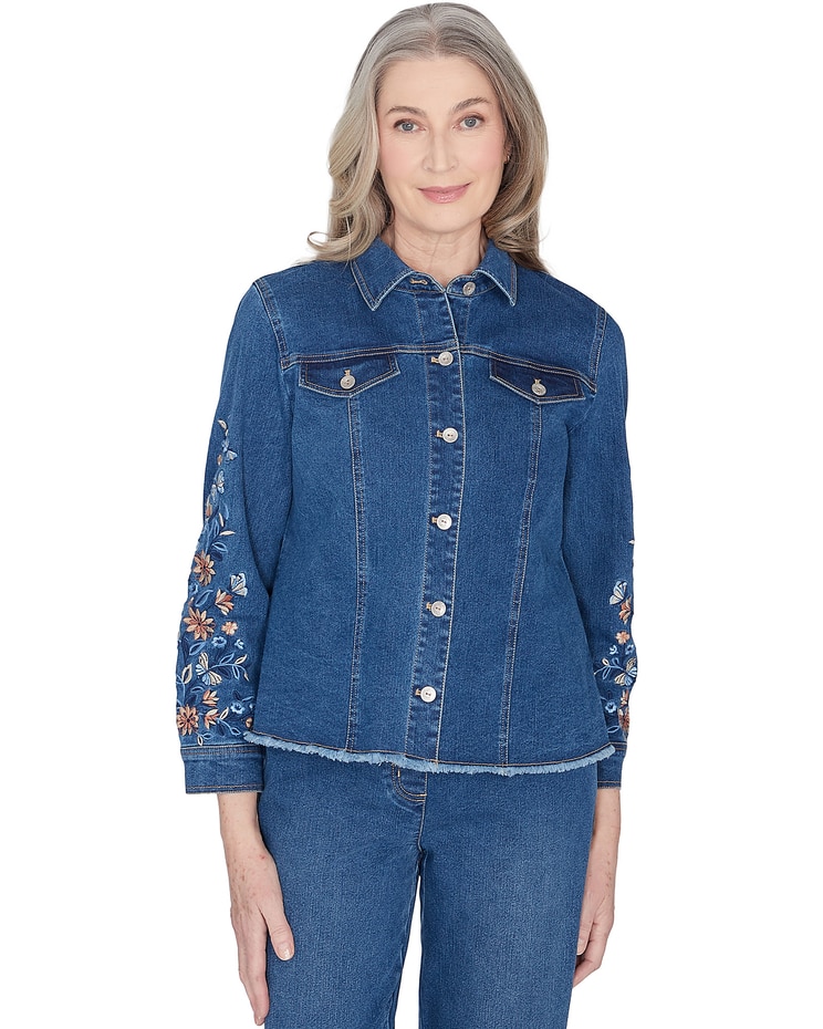 Alfred Dunner® Scottsdale Floral Embroidered Fringe Jacket image number 1