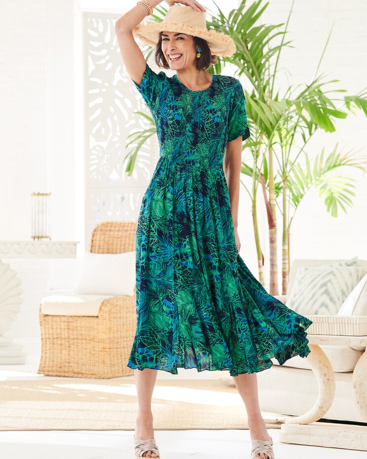 Palm Paradise Smocked Dress image number 1
