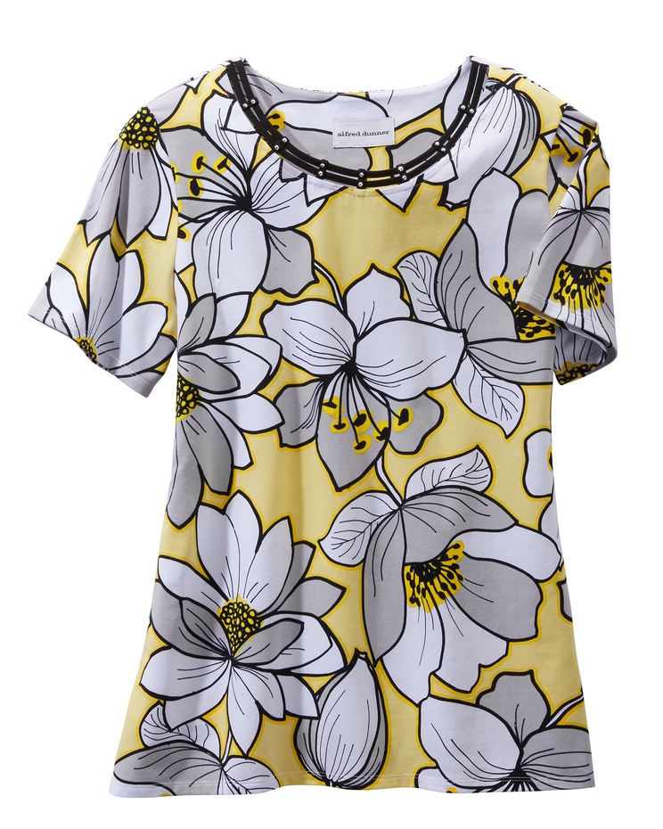 Alfred Dunner Dramatic Flowers Tee image number 1