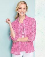 Chiffon Dot Print 3/4 Sleeve Shirt thumbnail number 1