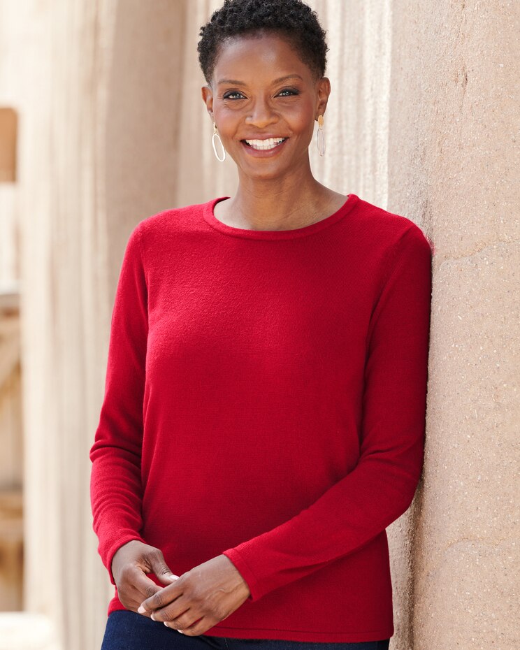 Soft Spun™ Acrylic Long Sleeve Jewel Neck Sweater image number 1