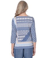 Alfred Dunner® Blue Bayou Geometric Three Quarter Sleeve Top thumbnail number 2