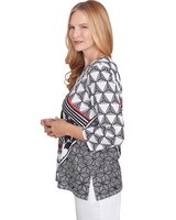 Alfred Dunner® Wild At Heart Geometric Multi Textured Patchwork Top thumbnail number 4