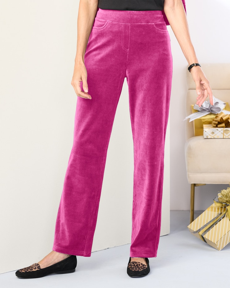 Everyday Velour Straight Leg Pull-On Pants image number 1