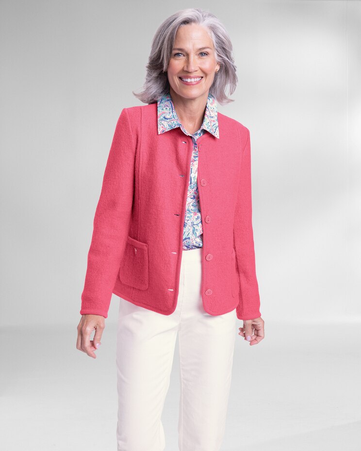 Boiled Wool Patch-Pocket Cardigan image number 2