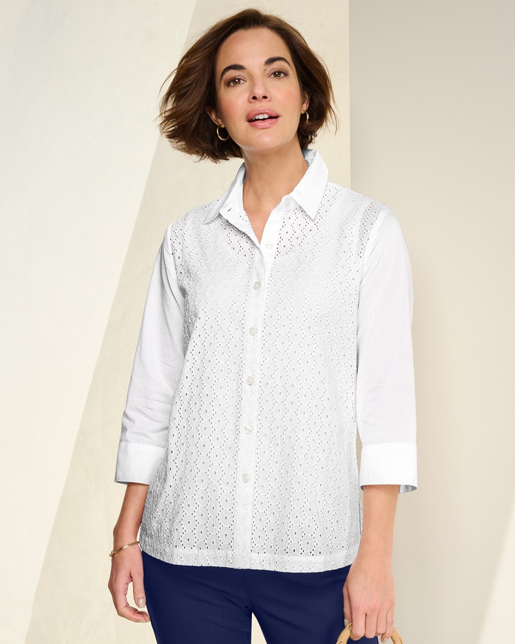 Eyelet Paneled Shirt image number 1