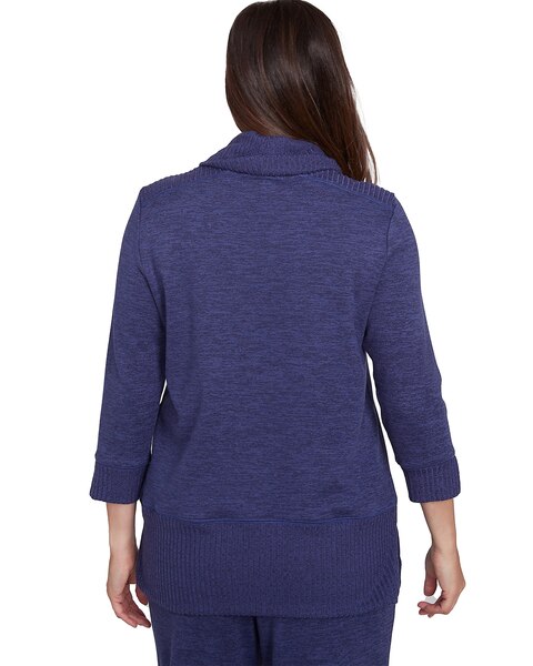 Alfred Dunner® French Quarter Spliced Ribbed Cowl Collar Sweater
