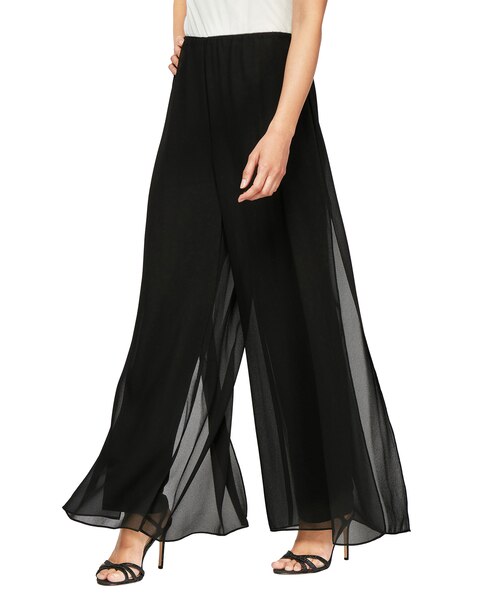 Straight Leg Pant with Georgette Split Leg Overlay
