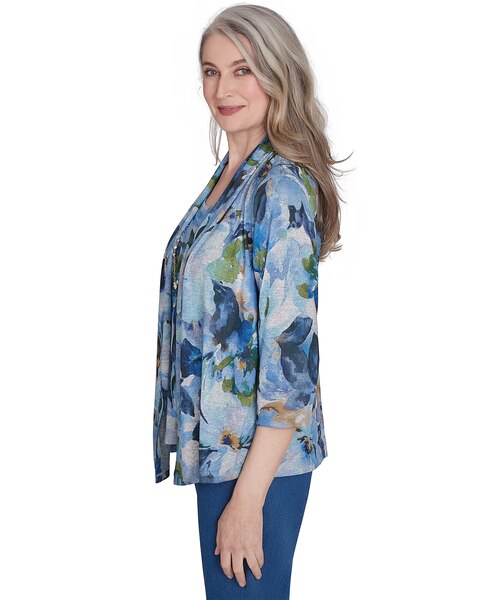 Alfred Dunner® Classics Watercolor Floral Melange Two in One Top