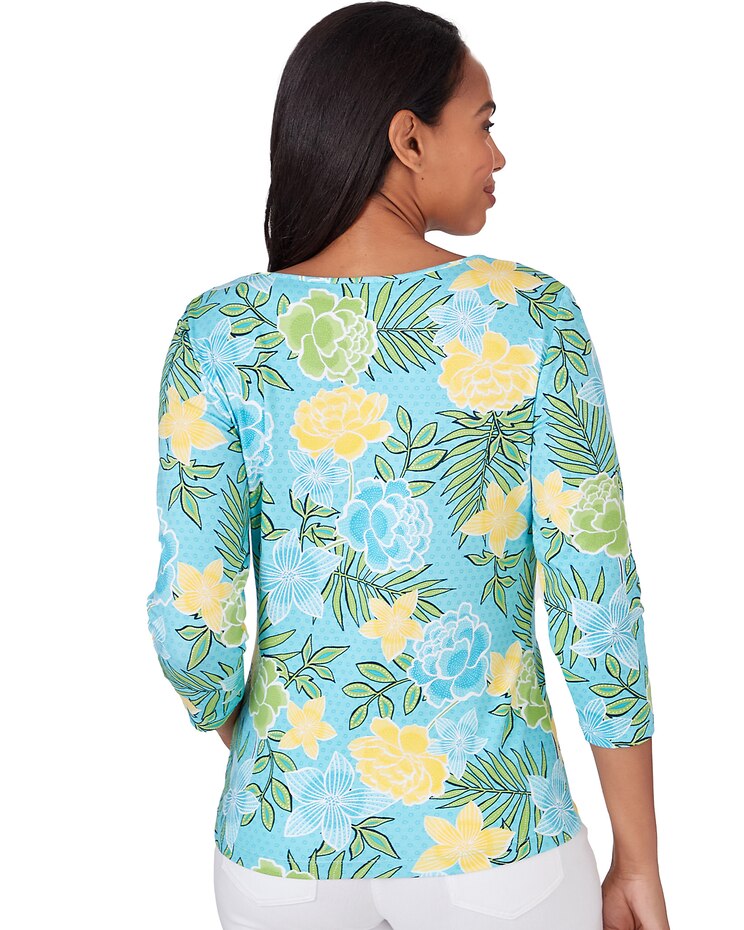 Ruby Rd® By The Sea Knit Emb Floral Top image number 2