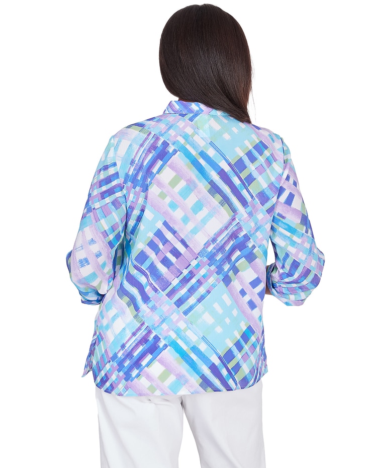 Alfred Dunner® Lattice Plaid Button Down Top image number 2