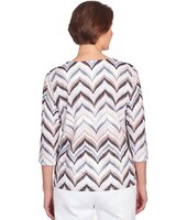 Alfred Dunner® Shimmering Chevron 3/4 Sleeve Top thumbnail number 2
