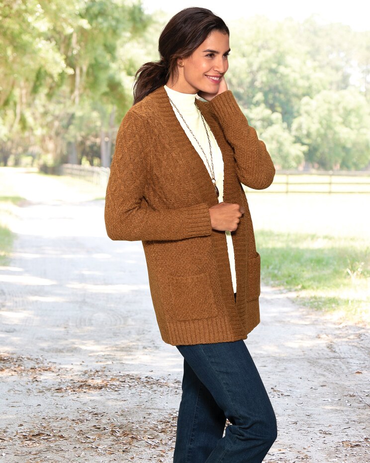 Mixed-Stitch Long Cardigan image number 3