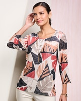 Tropical Mesh Tee by Alfred Dunner thumbnail number 1