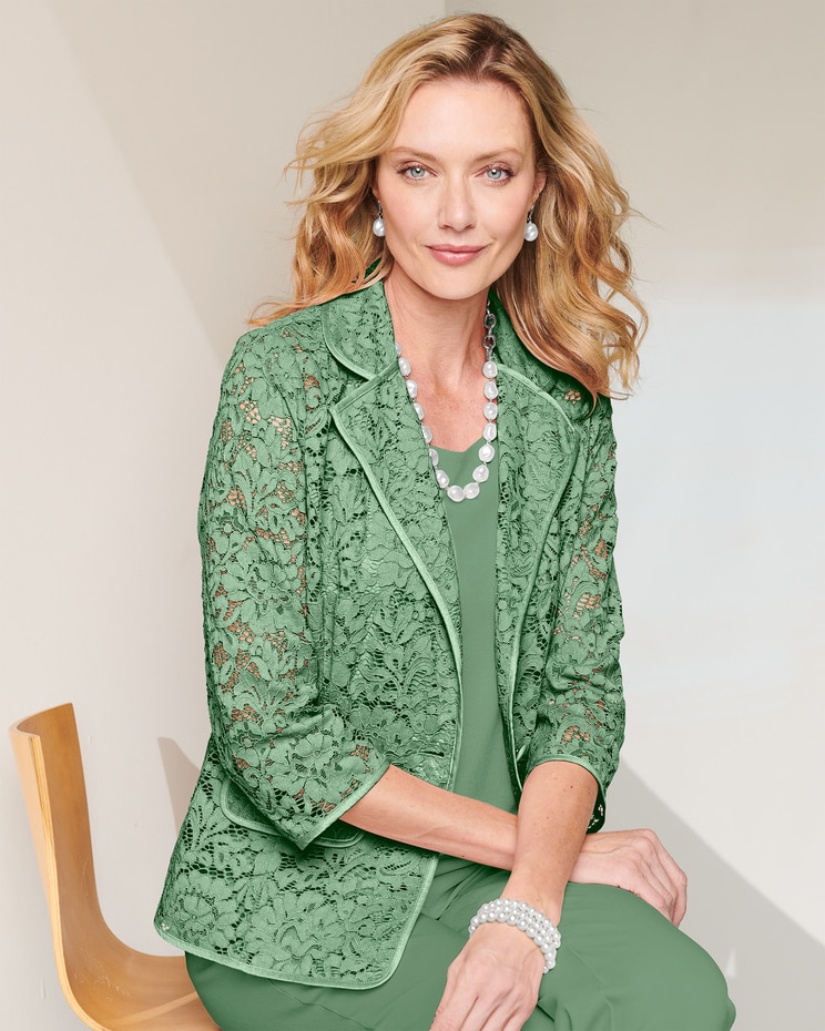 Lace Satin Trim Jacket image number 1