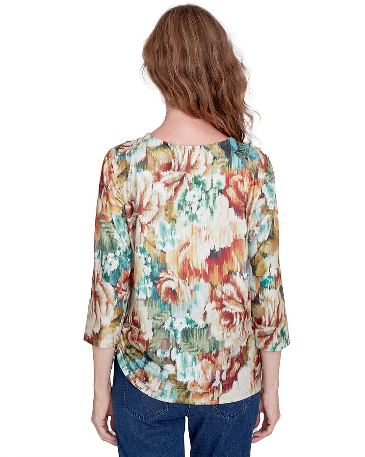 Alfred Dunner® Classics Earth Floral Crew Neck Top image number 2