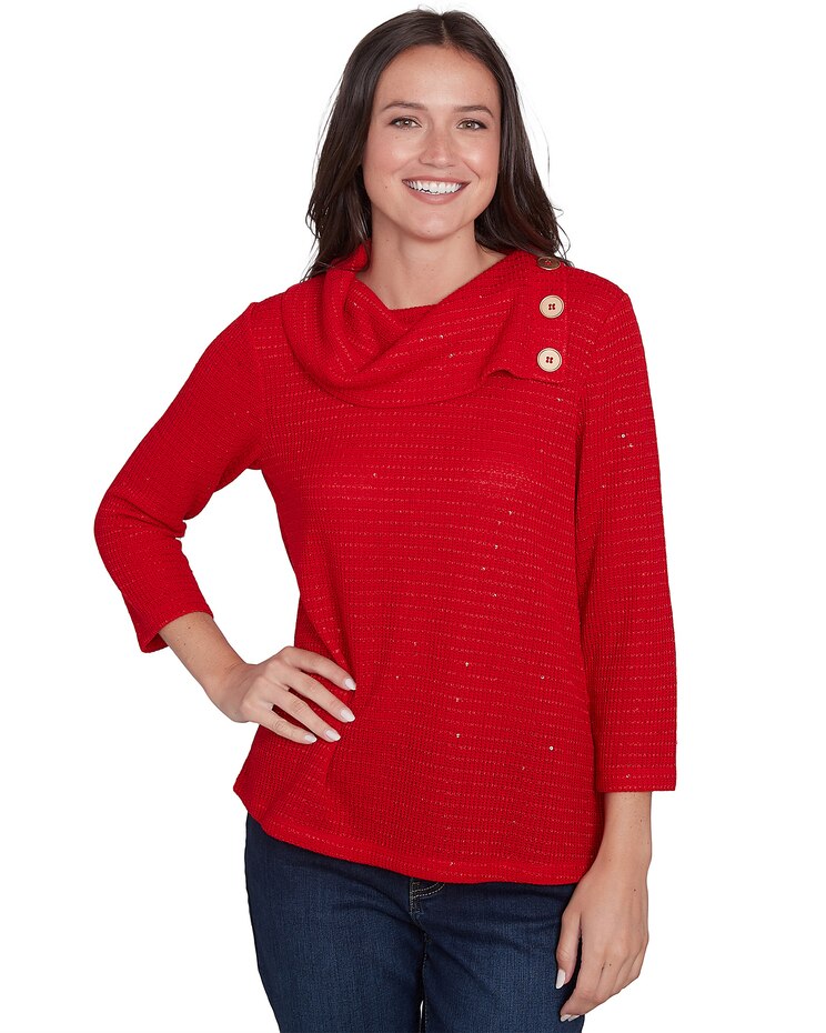 Ruby Rd® Must Haves Knit Cowl Sequin Top image number 1
