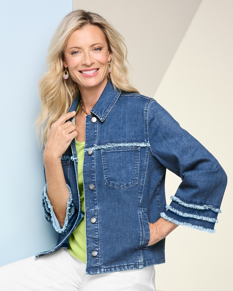 Slimtacular™Dream Jean Fringe Jacket image number 1