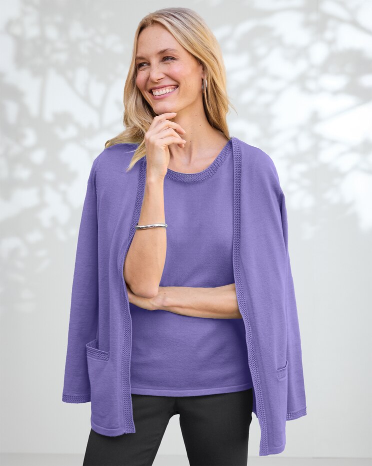 Madison Crochet-Trim Cardigan image number 1