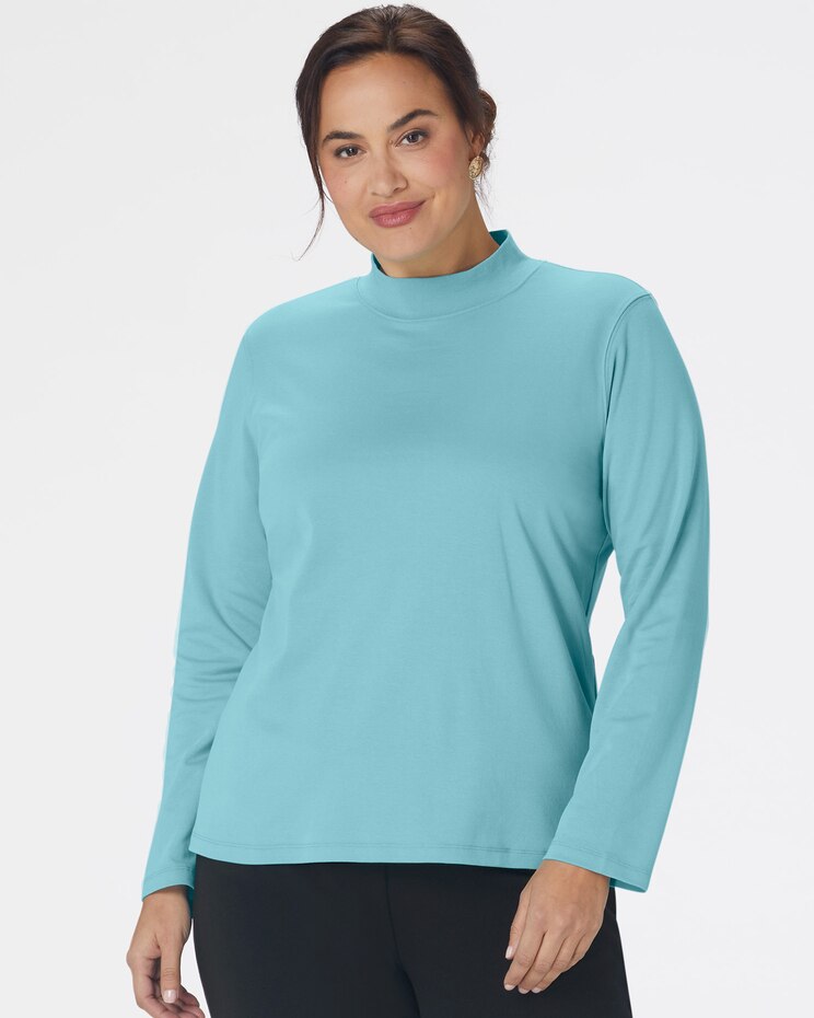 Essential Mock Neck Long Sleeve Tee image number 2