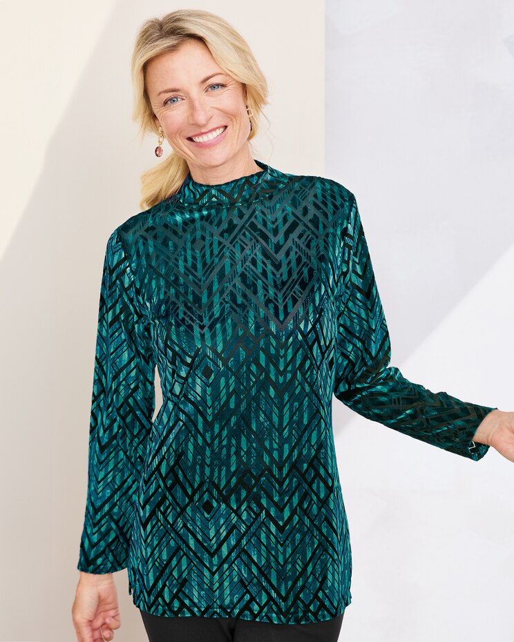 Diamond Velvet Burnout Top image number 1