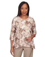 Alfred Dunner® Mulberry Street Shimmery Python Print Top thumbnail number 1