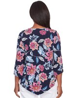 Alfred Dunner® Puff Print Classic Floral Top with Necklace thumbnail number 2