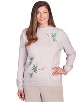 Alfred Dunner® St.Moritz Hummingbird Pointelle Yoke Mock Neck Sweater thumbnail number 1