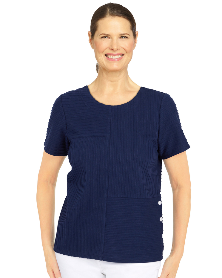 Alfred Dunner® Classic Spliced Ottoman Texture Knit Top image number 1