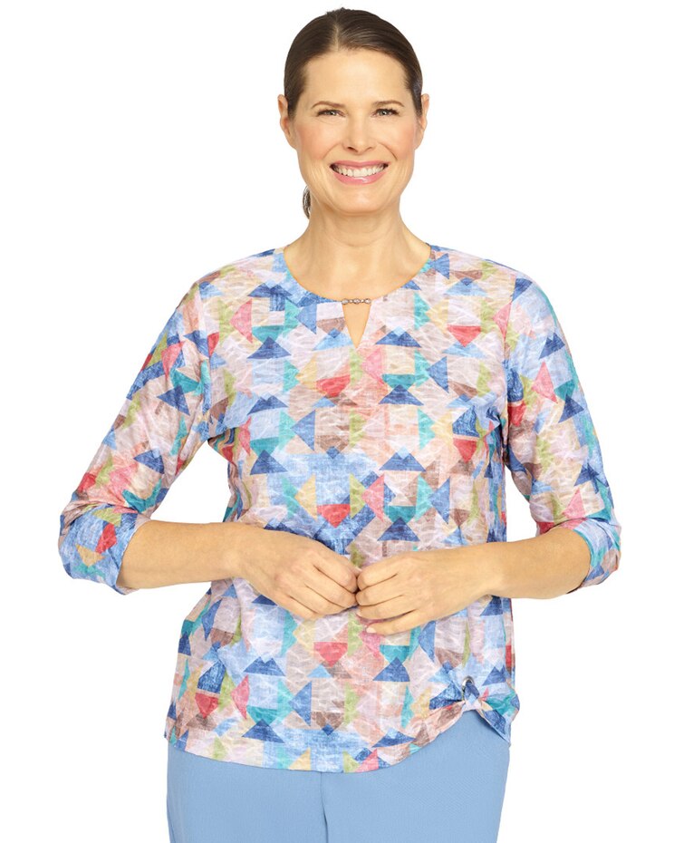 Alfred Dunner® Peace Of Mind Geometric Texture Top image number 1