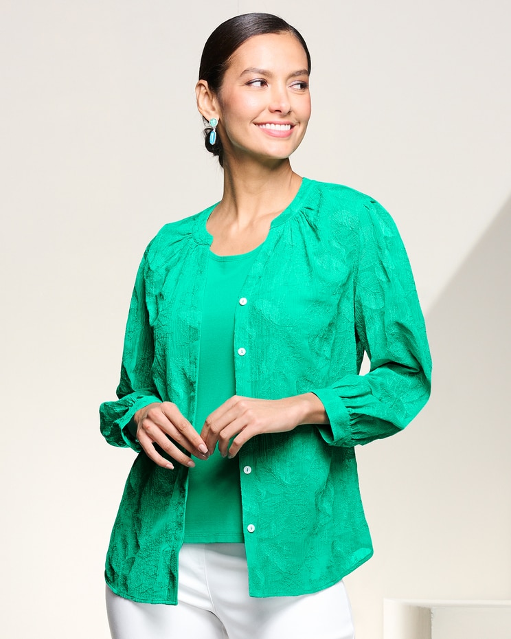 Leaf Embroidery Blouse image number 1