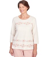Alfred Dunner® English Garden Flower Biadere Embroidery Split Hem Top thumbnail number 1