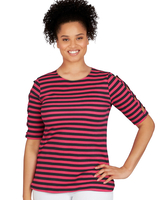 Ruby Rd® Striped Print Top thumbnail number 1