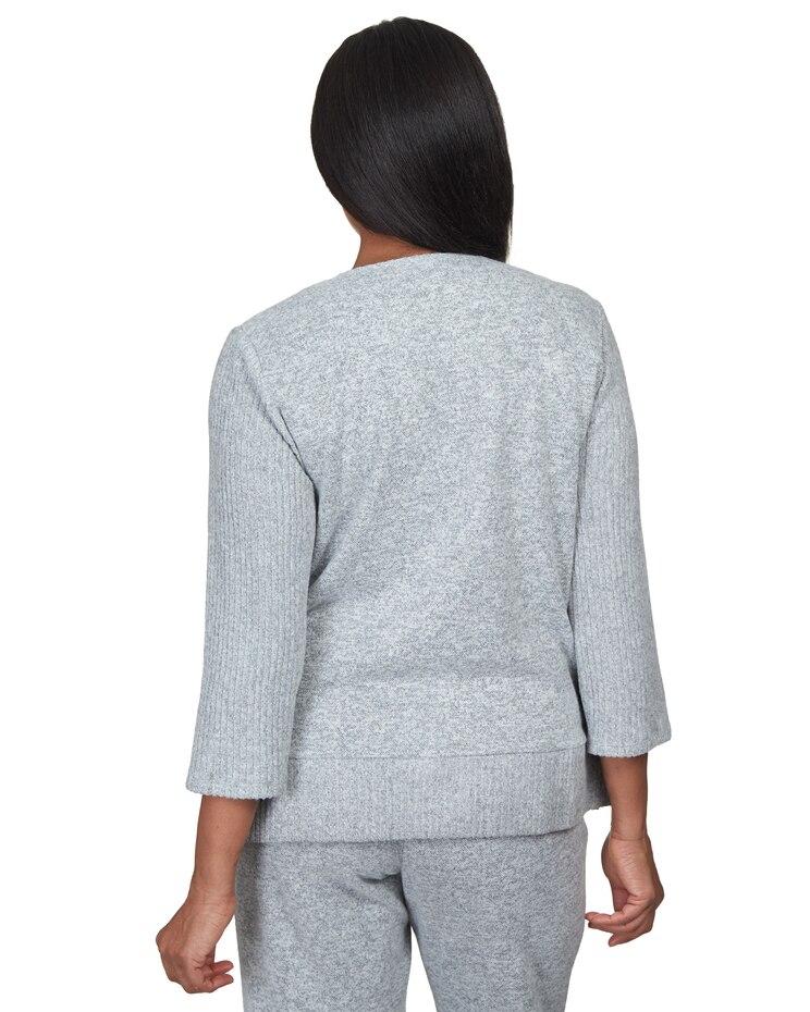 Alfred Dunner® Comfort Zone Flower Embroidery Split Hem Top image number 2