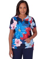 Alfred Dunner® All American Dramatic Flower Top with Ruching thumbnail number 1