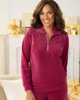 Starlight Sparkle Half Zip Velour Polo thumbnail number 1