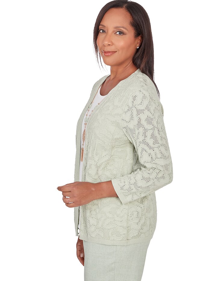Alfred Dunner® English Garden Flower Stitch Two In One Top with Necklace image number 7