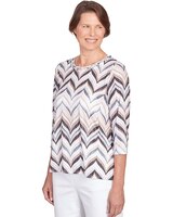 Alfred Dunner® Shimmering Chevron 3/4 Sleeve Top thumbnail number 3