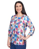 Alfred Dunner® Chelsea Market Box Print Mini Ruffle Top thumbnail number 3